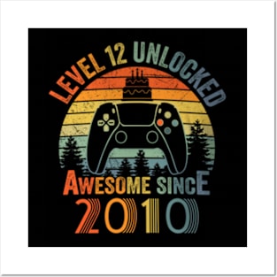 Level 12 Unlocked Video Gamer 12 Years Old 12 Birthday Posters and Art